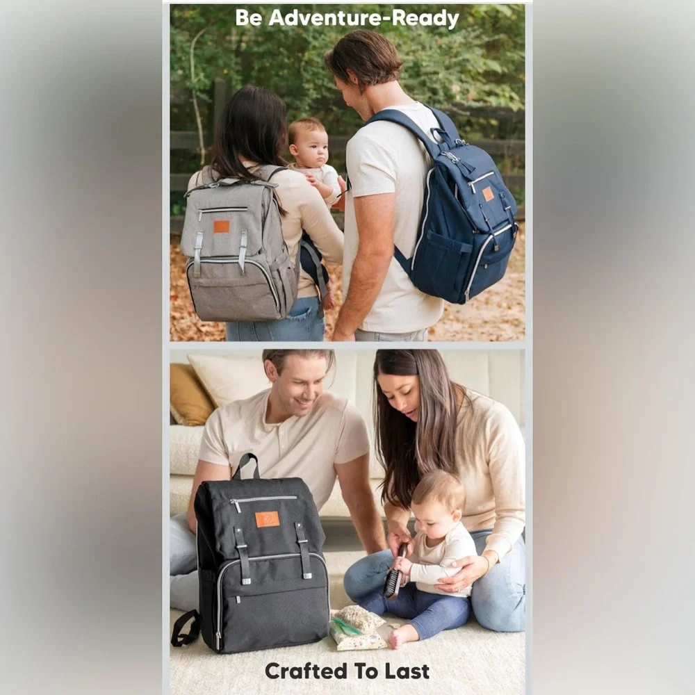 NWT..Gray Diaper Bag Backpack for Men and Women - Picture 5 of 9